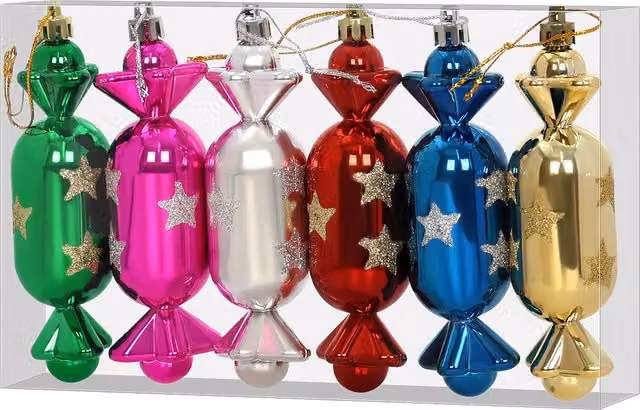 Juego de adornos para árbol de Navidad StarryLights con bolas de caramelo y estrellas en colores multicolores