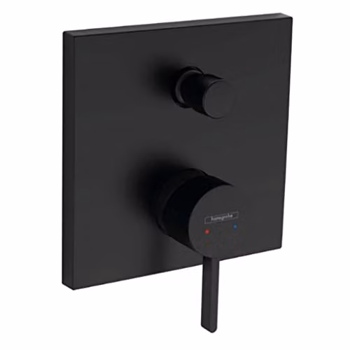 Mezclador monomando de bañera empotrado Hansgrohe Finoris en negro mate con set de ducha y función de spray