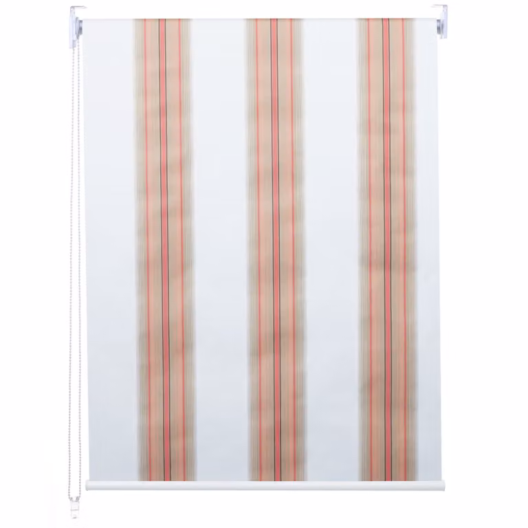 Estor enrollable Mendler HWC-D52 con diseño de rayas, térmico y opaco, An: 70 cm, Al: 230 cm, colores blanco, rojo y beige