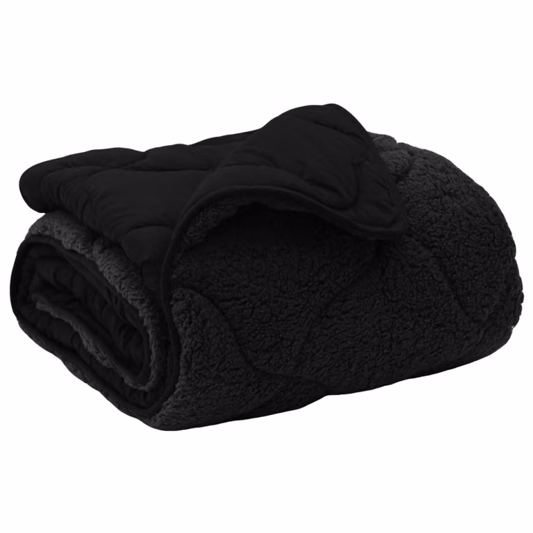 Edredón acolchado de microfibra vidaXL para todo el año, negro, 135 x 220 cm