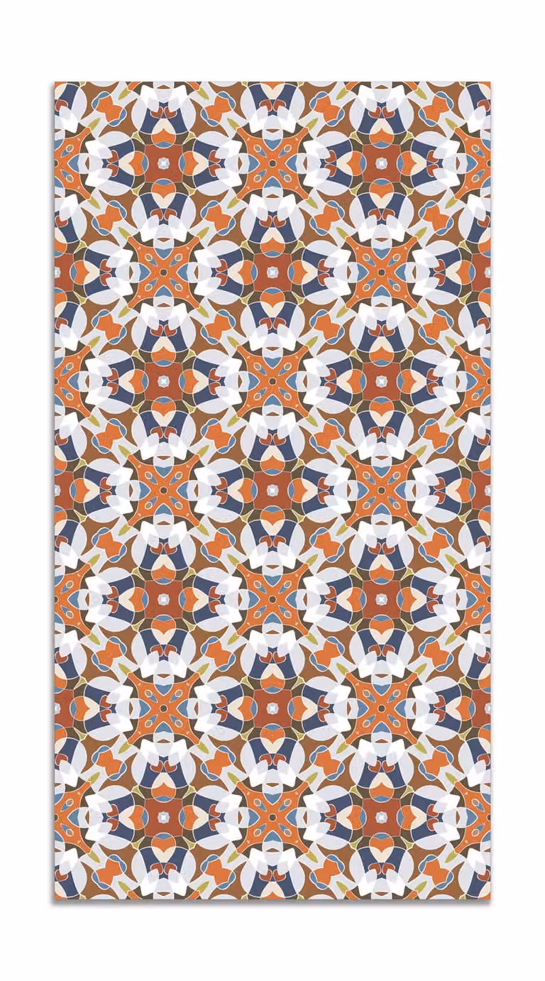 Alfombra de vinilo con diseño oriental multicolor de forma rectangular, An/P: 60 x 200 cm