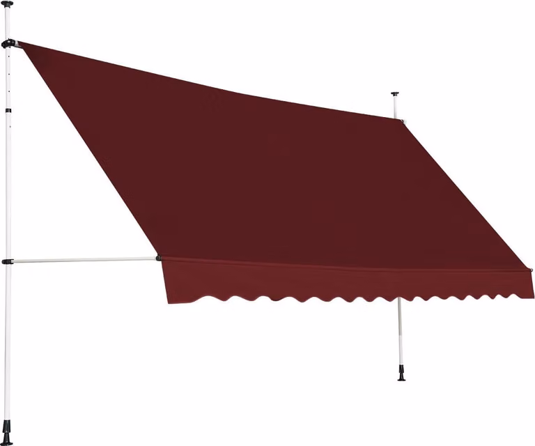 Toldo retráctil Northix de aluminio con manivela y abrazaderas, resistente a los rayos UV, color rojo o gris, An: 400 cm, Al: 300 cm
