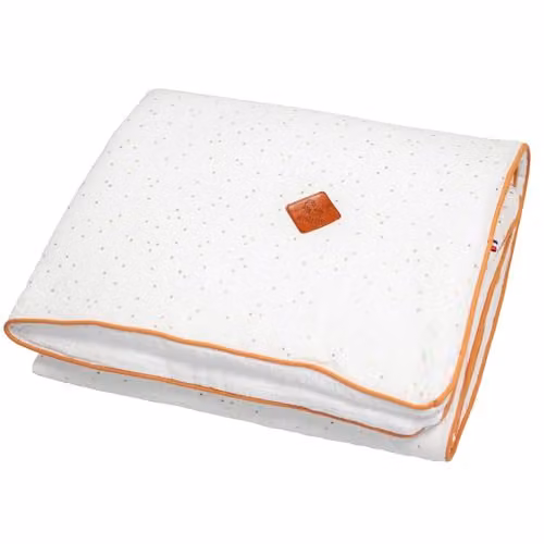 Manta de gasa de algodón Jeanne de Sevira Kids para bebés en color blanco y dorado con diseño de puntos