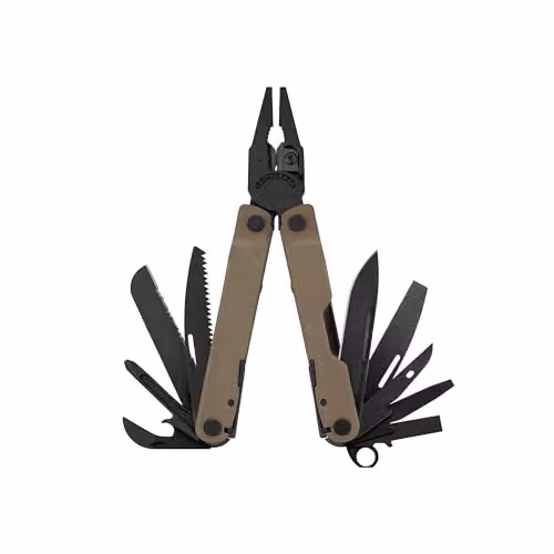 Multiherramienta Leatherman Rebar de acero inoxidable con 17 funciones en color negro y marrón