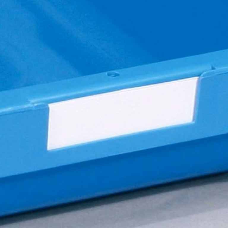 Placa identificadora personalizada Allit ProfiPlus Box 4 para cajas de almacenamiento en color blanco y azul