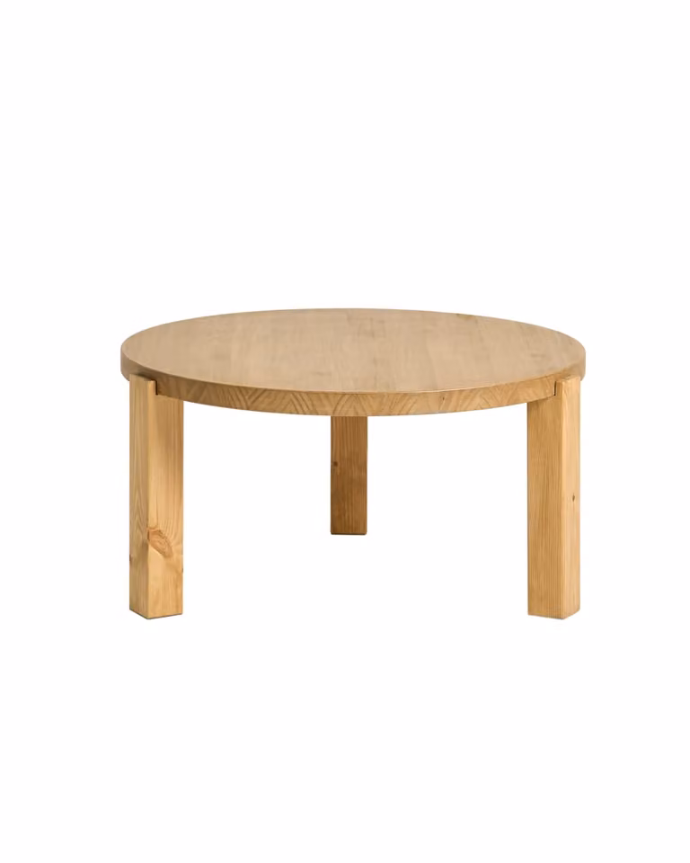 Mesa de centro redonda Hannun de madera de pino maciza en color marrón con acabado mate y diseño minimalista An/P/Al: 80 x 42 cm