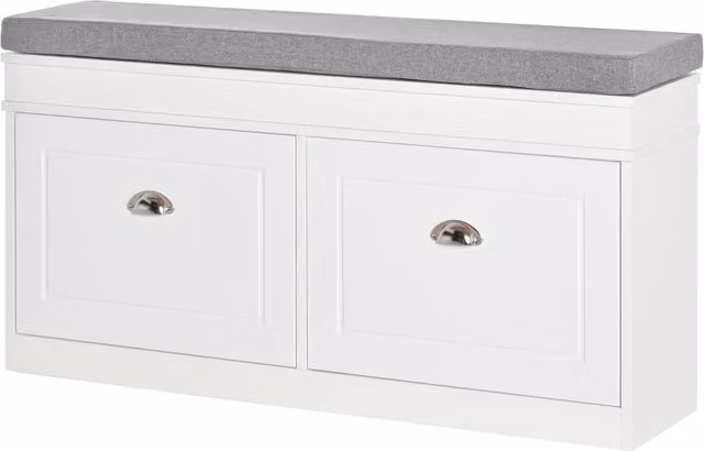 Banco zapatero HOMCOM con cojín acolchado y estantes, blanco o gris, An/P/Al: 104 x 24 x 55 cm