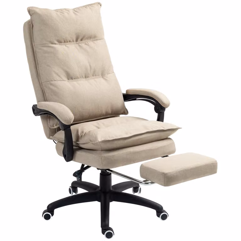 Silla de oficina ejecutiva Vinsetto en color beige con reposacabezas y giro de 360 grados, An/P/Al: 70 x 62 x 130 cm
