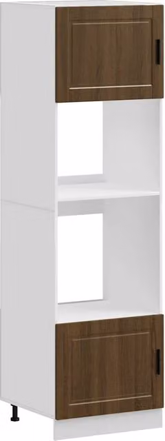 Armario para horno compacto Helloshop26 con patas ajustables y puertas batientes, color roble, An/P/Al: 60 x 57 x 207 cm