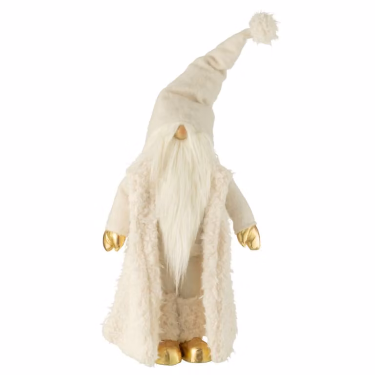 Duende de Navidad de tela blanca J-line An/P/Al: 30 x 22 x 90 cm