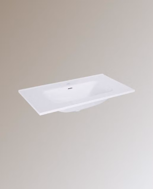 Lavabo de porcelana encastrado Cosmo en color blanco de forma rectangular