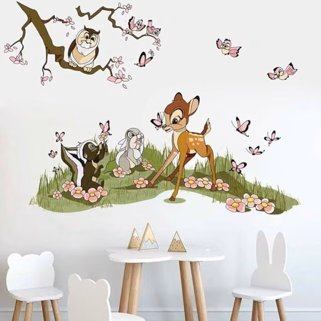 Pegatinas de pared decorativas de animales del bosque y motivos botánicos de FNINIJEDE, vinilo adhesivo removible multicolor para habitación infantil