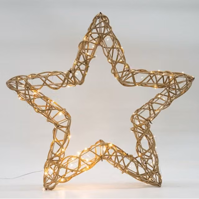 Estrella LED 3D F-BRIGHT de color dorado con 150 luces cálidas y efecto flicker, Diámetro: 60 cm