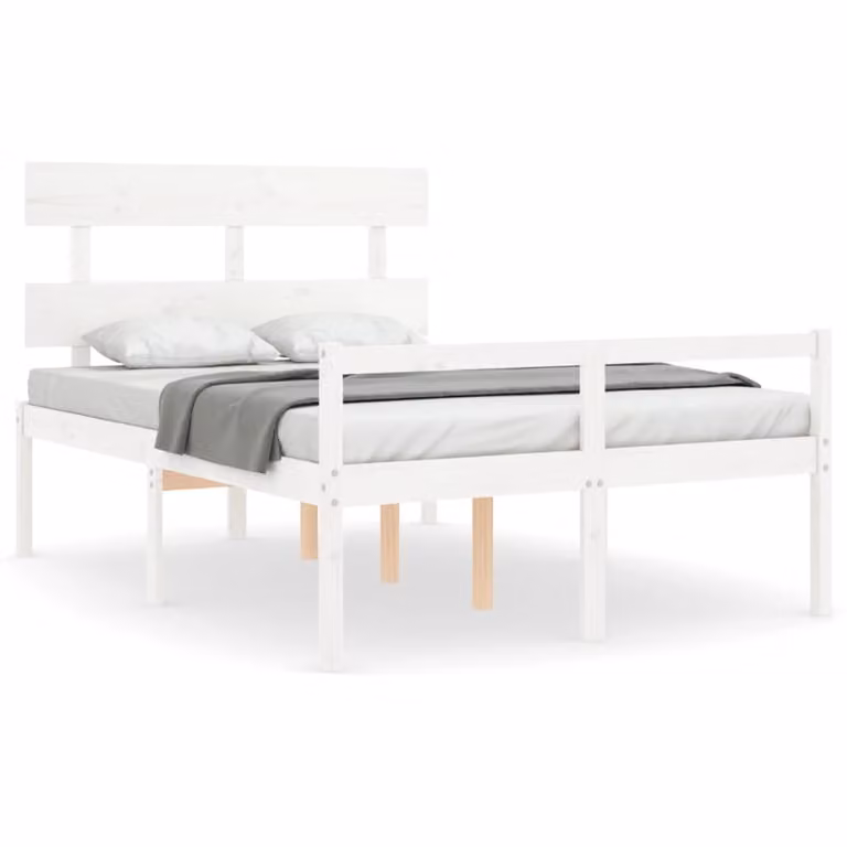 Cama para personas mayores vidaXL de madera maciza de pino con cabecero en color blanco An/P/Al: 120 x 200 cm