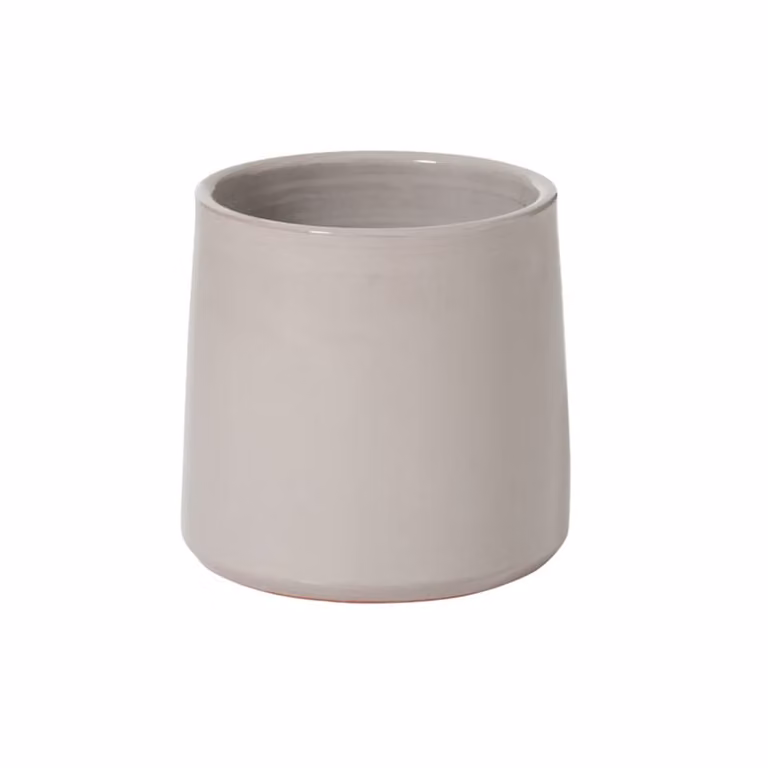 Maceta redonda de cerámica J-line en color gris para mesa con Altura: 16,5 cm y Diámetro: 18 cm