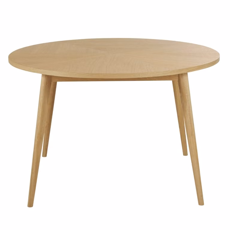 Mesa de comedor redonda de estilo escandinavo Maisons du Monde en roble y MDF color beige Ø120 cm