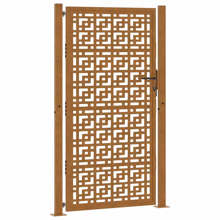 Puerta de jardín de acero corten vidaXL con diseño de cruz en color marrón, An: 100 cm, Al: 175 cm