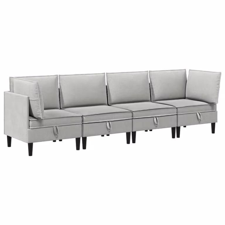 Juego de muebles de salón modular vidaXL de 4 piezas en forma de L, color gris y marrón, con tapicería de tela y cojines incluidos