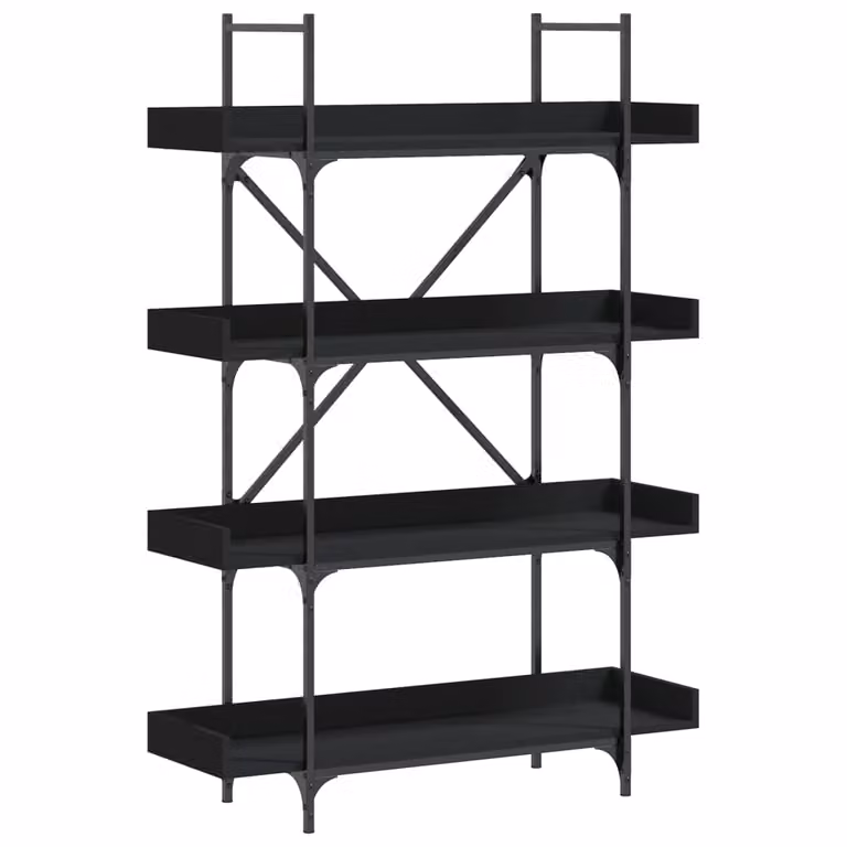 Librería de 4 estantes vidaXL de estilo industrial en color negro, An/P/Al: 100 x 33 x 145,5 cm