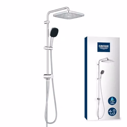 Columna de ducha Grohe Vitalio Comfort 250 con desviador, funciones de lluvia y jet, acabado cromo