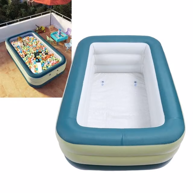 Piscina hinchable rectangular NOSHEIR de PVC en color azul con capacidad de 184 l para niños y adultos