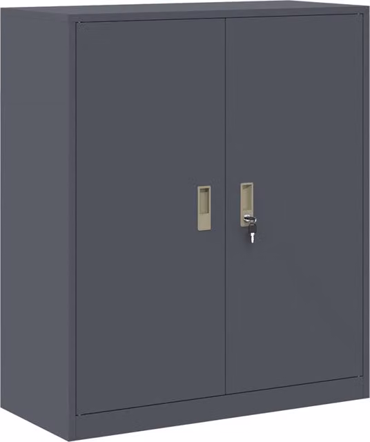 Armario de almacenamiento de metal Vidaxl en color antracita con puertas batientes y cerradura, An: 90 cm, P: 40 cm, Al: 105 cm