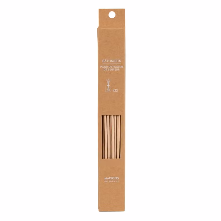 Recarga de varitas para difusor de perfume Maisons du Monde en color beige de ratán y madera