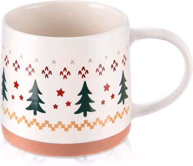 Taza de porcelana NORTHIX multicolor y blanca de 380 ml apta para lavavajillas y microondas