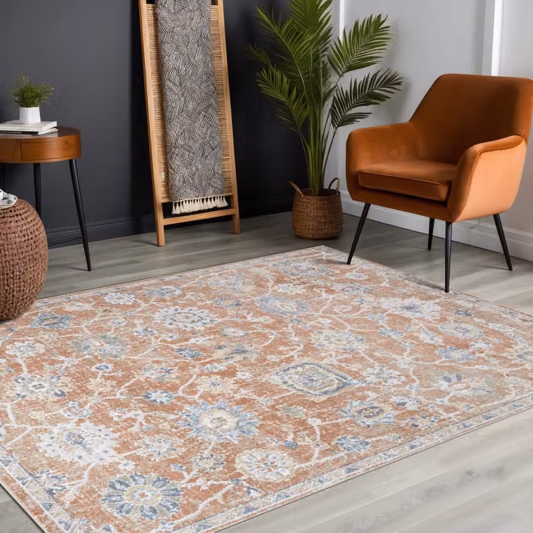 Alfombra vintage Livabliss de estilo oriental lavable en color terracota y marrón, An/P: 160 x 213 cm
