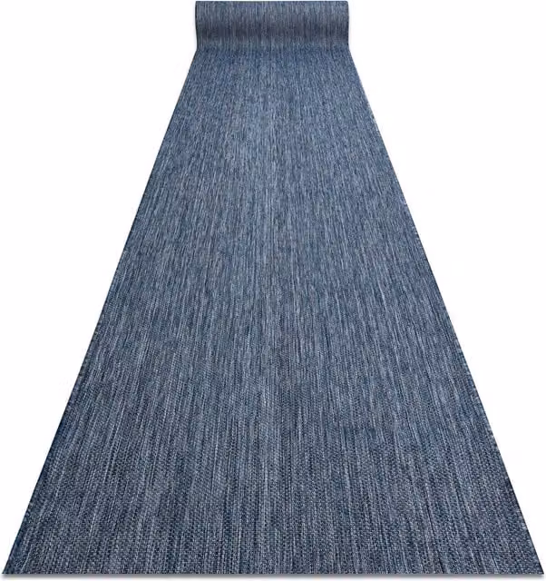 Alfombra de pasillo Sion de RUGSX, tejido plano de sisal y polipropileno, color azul oscuro, An/P: 70 x 170 cm