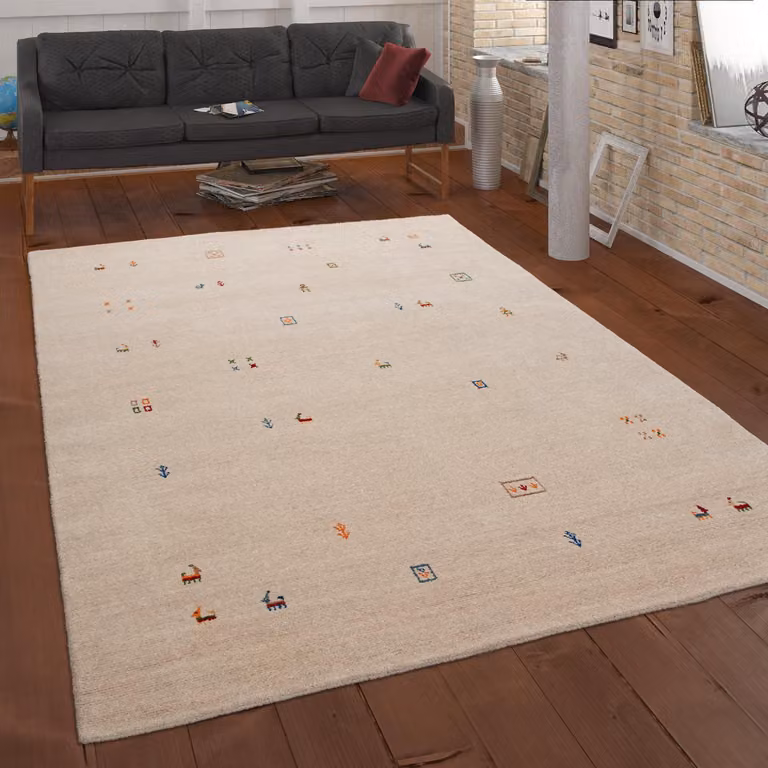 Alfombra Paco Home de estilo étnico y diseño geométrico hecha a mano en color beige, An/P: 120 x 170 cm