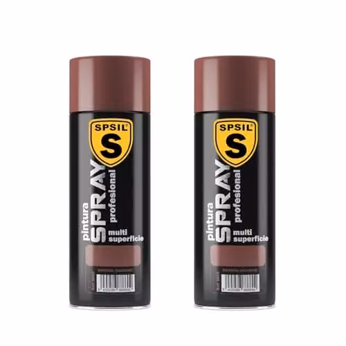 Pack de 2 unidades de Pintura Spray SPSIL Brillante Marrón de 200 ml para Madera y Plástico con Secado Rápido