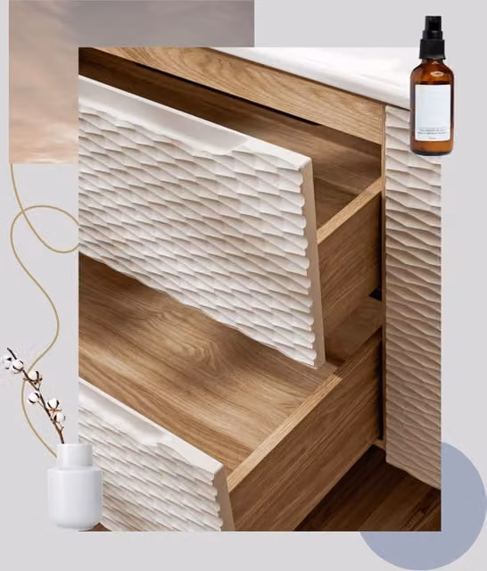 Mueble de baño con estante COMAD en color beige mate y acabado de madera con diseño moderno y puertas con estante abierto An/P: 60 x 46 cm