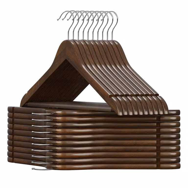 Pack de 20 perchas de madera Songmics en color marrón