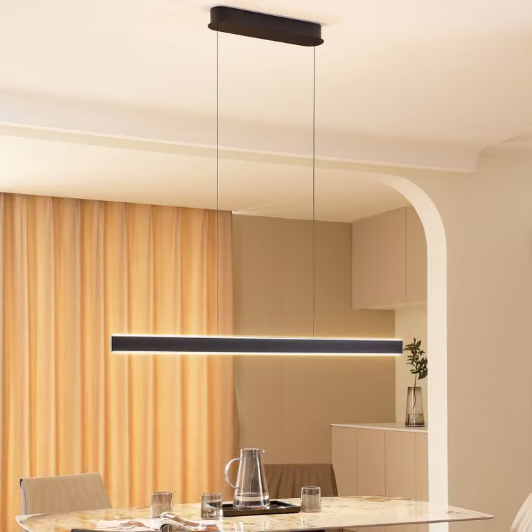 Lámpara colgante LED Philine de Lucande, atenuable, color negro, diseño moderno para salón o comedor