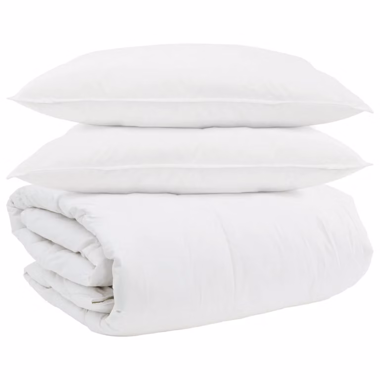 Juego de edredón y almohada de 3 piezas vidaXL de plumas de pato y algodón, color blanco, para invierno