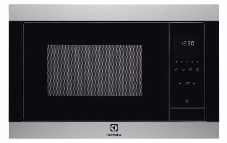 Microondas integrable Electrolux Serie 600 CMS4253TMX en color plata y blanco con grill, 25 litros, 900 W de potencia de microondas y 1000 W de potencia de grill