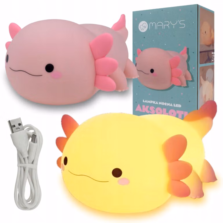 Lámpara de noche LED Eco Light recargable con diseño de axolote en color rosa para dormitorio infantil