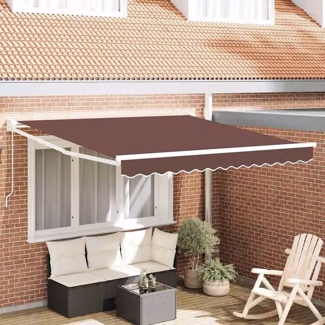 Toldo retráctil manual Maison exclusive de aluminio y poliéster en color marrón, An/P: 300 x 250 cm