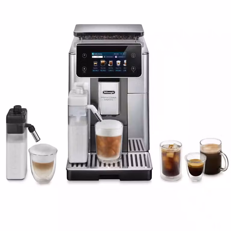 Cafetera automática De'Longhi PrimaDonna Aromatic ECAM630.75.TSM en color plata y acero inoxidable
