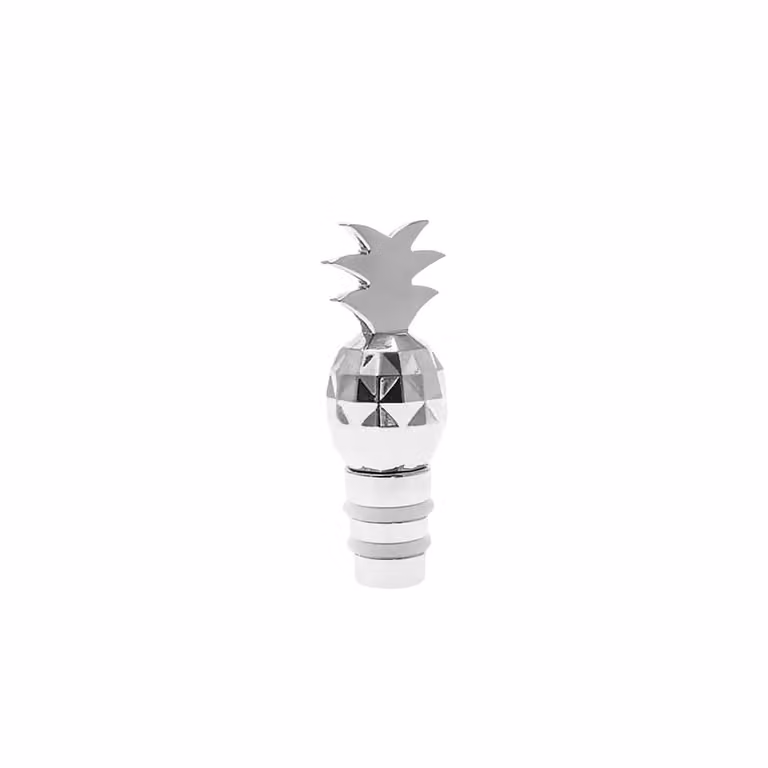 Tapón para botellas de vino con forma de piña Aulica en color plata de acero inoxidable
