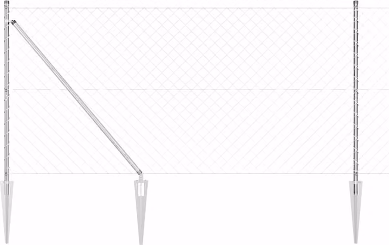 Cerco de cadena Syfax para exterior con puntas en acero galvanizado plateado, An/P/Al: 10 x 1,4 x 0,6 m