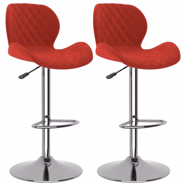 Set de 2 taburetes Syfax para cocina y comedor en terciopelo rojo con estructura de metal moderno