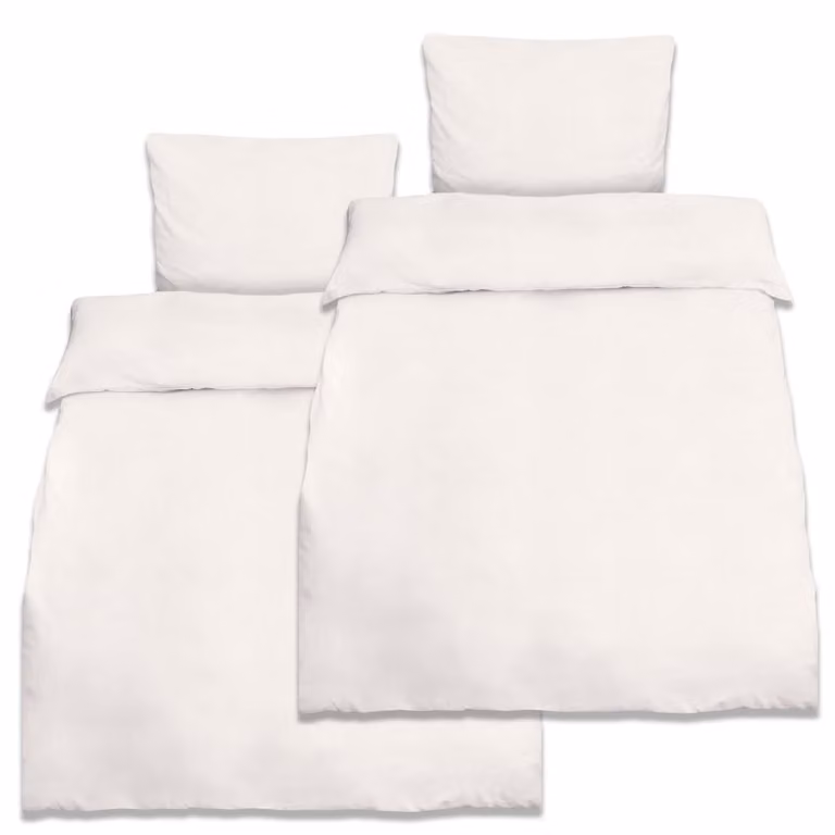Juego de ropa de cama Beautissu de algodón reforzado de 4 piezas en color blanco, incluye funda nórdica de 135x200 cm, fundas de almohada de 80x80 cm y cierre de cremallera