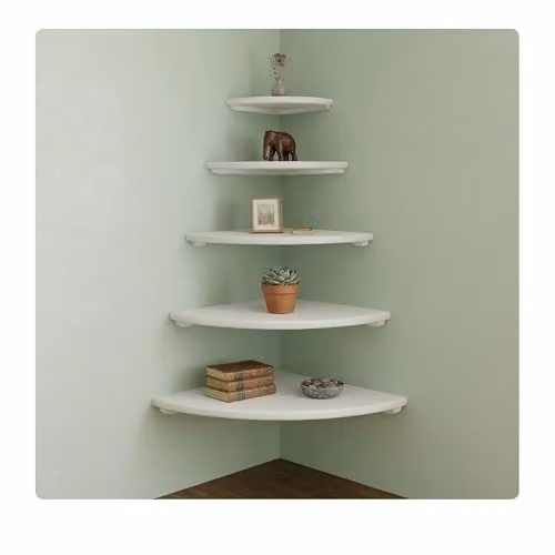 Estantería esquinera colgante Relaxdays de madera de nogal para salón o dormitorio, An/P/Al: 25 x 30 x 25 cm