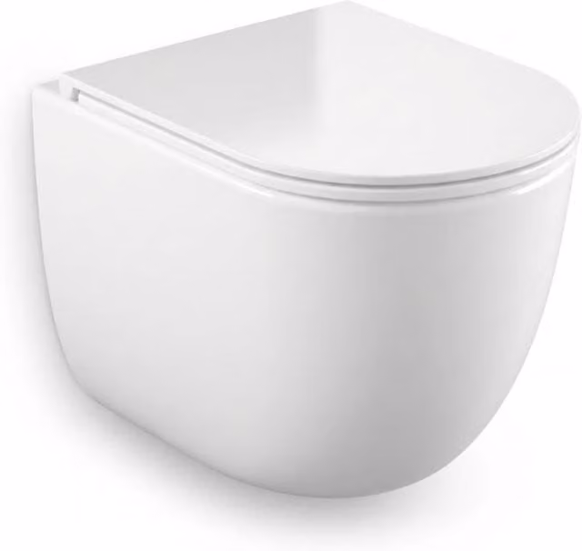 Inodoro suspendido Koller Pool Round Pro Total Clean en blanco brillo con tapa soft close de 52 cm