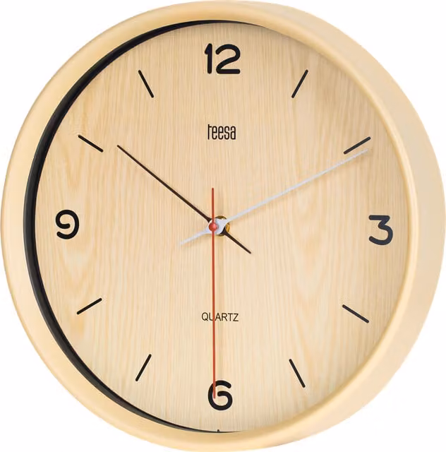 Reloj de pared analógico Uni-T de cuarzo con diseño clásico redondo en color marrón y beige, diámetro: 30 cm