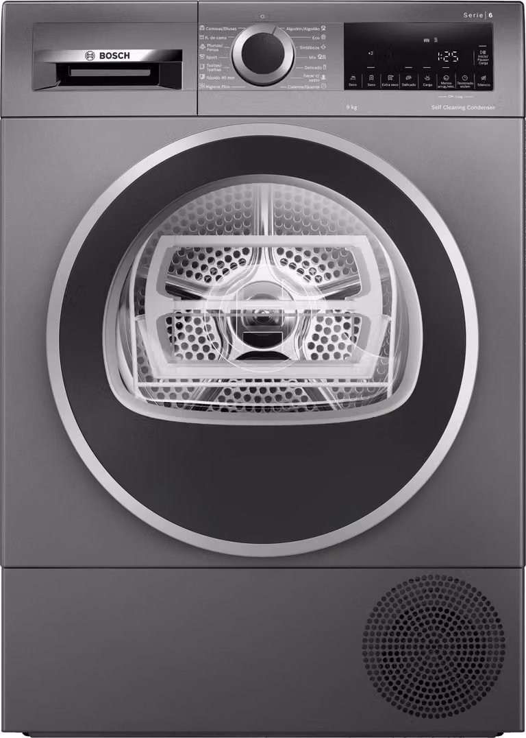 Secadora con bomba de calor Bosch Serie 6 de 9 kg Gris-hierro fundido WQG245DRES con WiFi y eficiencia A+++