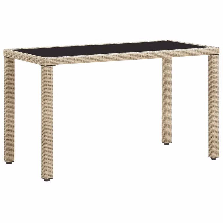 Mesa de jardín Syfax de ratán sintético y cristal en color beige An/P/Al: 123 x 60 x 74 cm