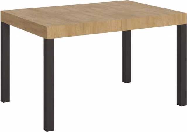 Mesa extensible Itamoby Everyday de estilo minimalista en roble natural y estructura antracita, An/P/Al: 90 x 130/390 x 77 cm